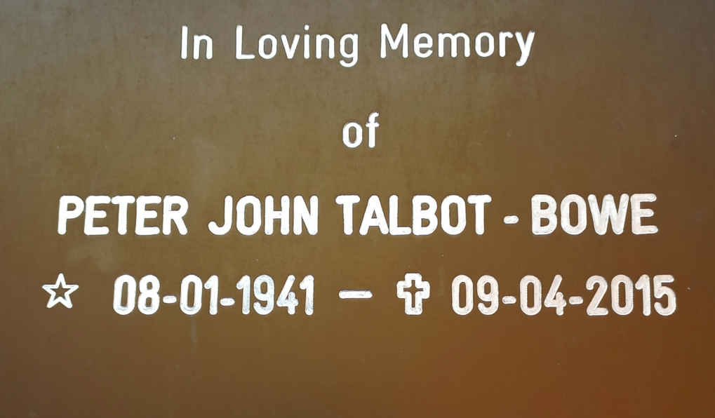 BOWE Peter John, TALBOT- 1941-2015