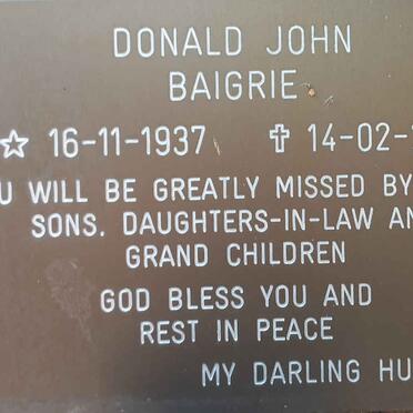 BAIGRIE Donald John 1937-2011