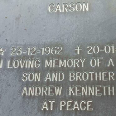 CARSON Andrew Kenneth 1962-1990