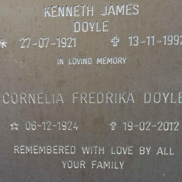 DOYLE Kenneth James 1921-1992 &amp; Cornelia Fredrika 1924-2012