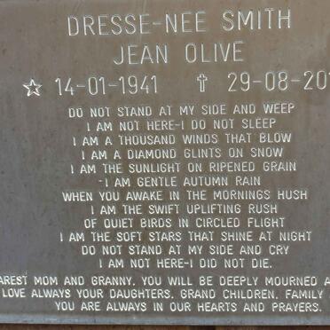 DRESSE Jean Olive nee SMITH 1941-2011