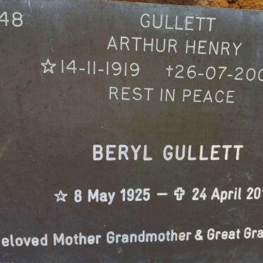 GULLETT Arthur Henry 1919-2002 &amp; Beryl 1925-2019