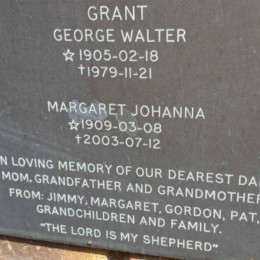 GRANT George Walter 1905-1979 &amp; Margaret Johanna 1909-2003