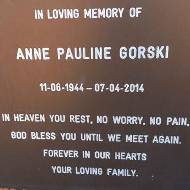 GORSKI Anne Pauline 1944-2014