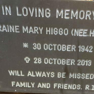 HIGGO Lorraine Mary nee HODDINOTT 1942-2013