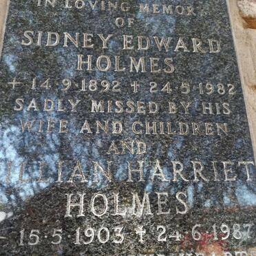 HOLMES Sidney Edward 1892-1982 &amp; Lillian Harriet 1903-1987