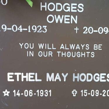 HODGES Owen 1923-2000 &amp; Ethel May 1931-2020
