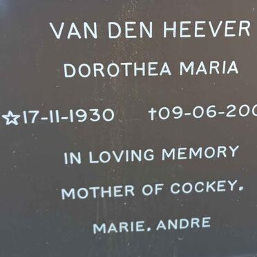 HEEVER Dorothea Maria, van den 1930-2002