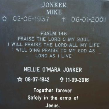 JONKER Mike 1937-2001 &amp; Nellie O'Mara 1942-2016