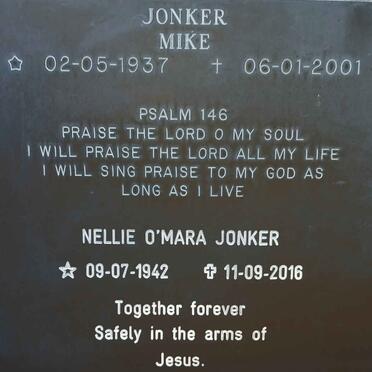 JONKER Mike 1937-2001 &amp; Nellie O'Mara 1942-2016
