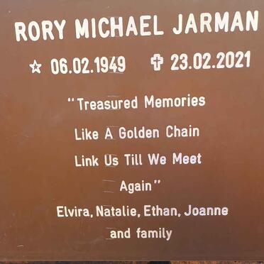 JARMAN Rory Michael 1949-2021