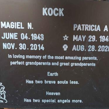 KOCK Magiel N. 1943-2014 &amp; Patricia A. 1945-2020