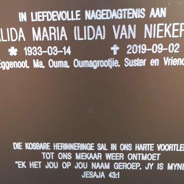 NIEKERK Alida Maria, van 1933-2019