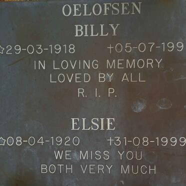 OELOFSEN Billy 1918-1997 &amp; Elsie 1920-1999