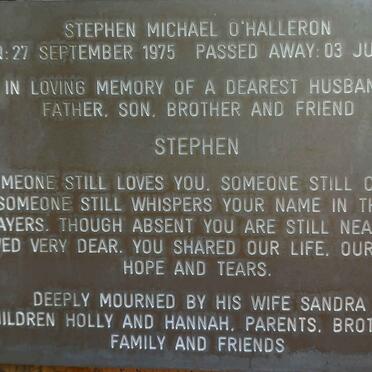 O'HALLERON Stephen Michael 1975-2005