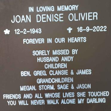OLIVIER Joan Denise 1943-2022