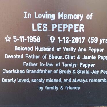 PEPPER Les 1958-2017