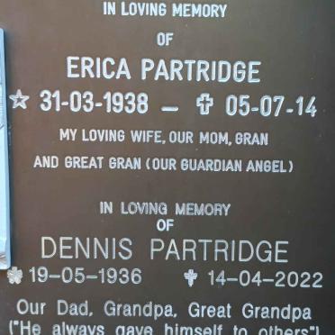 PARTRIDGE Dennis 1936-2022 &amp; Erica 1938-2014