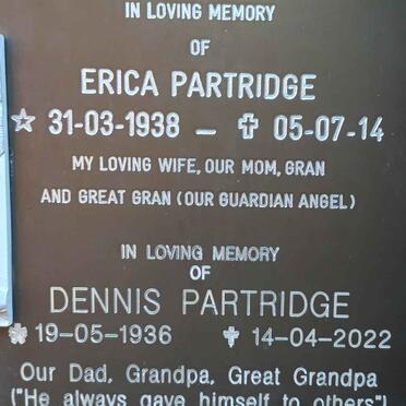 PARTRIDGE Dennis 1936-2022 &amp; Erica 1938-2014