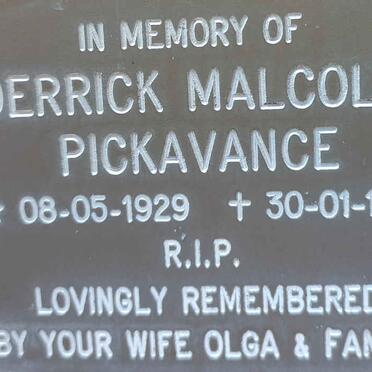 PICKAVANCE Derrick Malcolm 1929-1987