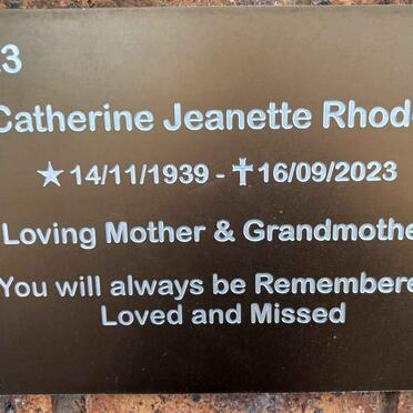 RHODES Catherine Jeanette 1939-2023