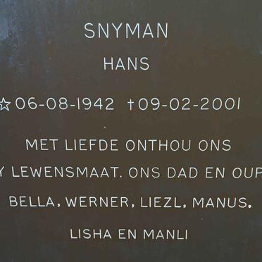 SNYMAN Hans 1942-2001