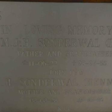 SONDERWAL M.J.H. 1922-1988 &amp; H. 1928-19??