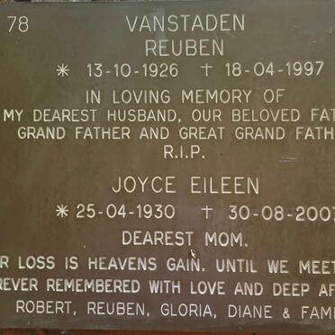 STADEN Reuben, van 1926-1997 &amp; Joyce Eileen 1930-2007