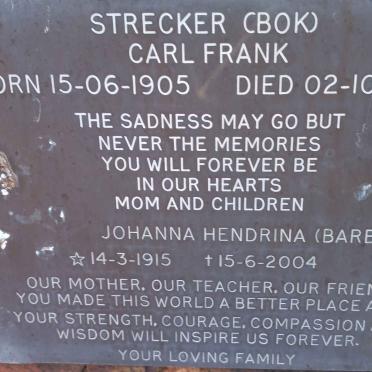 STRECKER Carl Frank 1905-1988 &amp; Johanna Hendrina 1915-2004