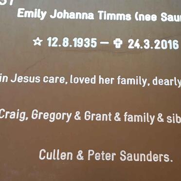 TIMMS Emily Johanna nee SAUNDERS 1935-2016