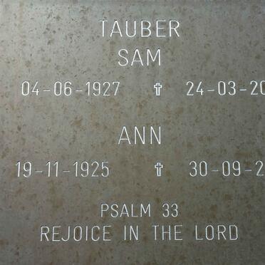TAUBER Sam 1927-2008 &amp; Ann 1925-2006