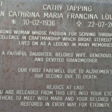 TAPPING Cathrina Maria Francina Louisa nee KOTZE 1936-2006