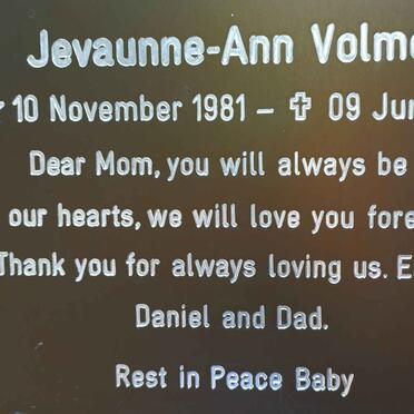 VOLMER Jevaunne-Ann 1981-2019