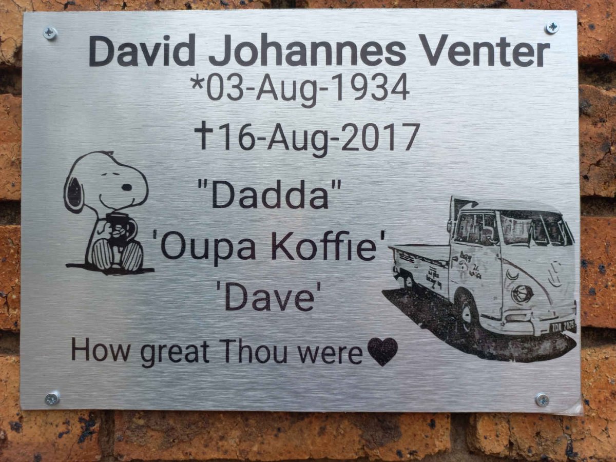 VENTER David Johannes 1934-2017