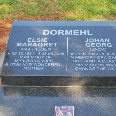 DORMEHL Johan Georg 1922-2009 &amp; Elsie Maragret HILDER 1931-2006