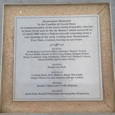 3. Hennenman Memorial 1988 - see names