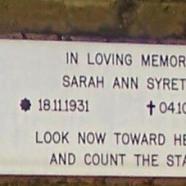 SYRETT Sarah Ann 1931-1997