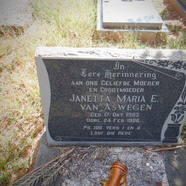 ASWEGEN Janetta Maria E., van 1903-1986