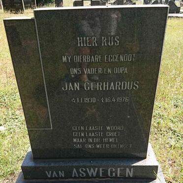 ASWEGEN Jan Gerhardus, van 1930-1976