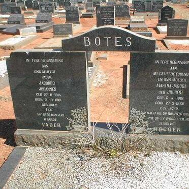 BOTES Jacobus Johannes 1914-1981 &amp; Martha Jacoba JOUBERT 1918-1969