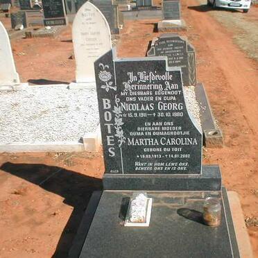 BOTES Nicolaas Georg 1911-1980 &amp; Martha Carolina DU TOIT 1913-2002