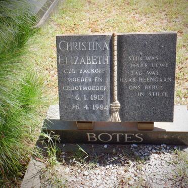 BOTES Christina Elizabeth nee BACKOFF 1912-1984