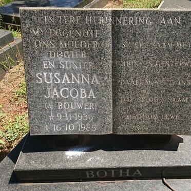 BOTHA Susanna Jacoba nee BOUWER 1936-1985
