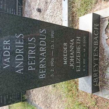BREYTENBACH Andries Petrus Bernardus 1906-1981 &amp; Johanna Elizebeth 1917-2001