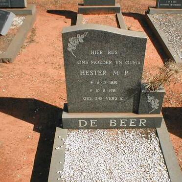 BEER Hester M.P., de 1881-1981