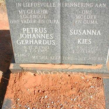 BOOYSEN Petrus Johannes Gerhardus 1920-1985 &amp; Susanna KIES 1927-1988