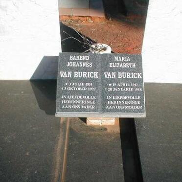 BURICK Barend Johannes, van 1914-1977 &amp; Maria Elizabeth 1917-1988