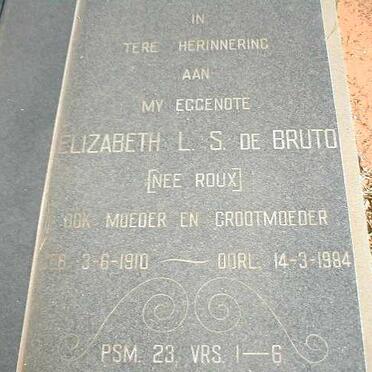 BRUTO Elizabeth L.S., de nee ROUX 1910-1984