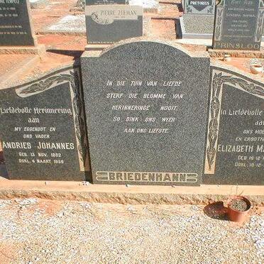 BRIEDENHANN Andries Johannes 1882-1959 &amp; Elizabeth Magrietha 1888-1976