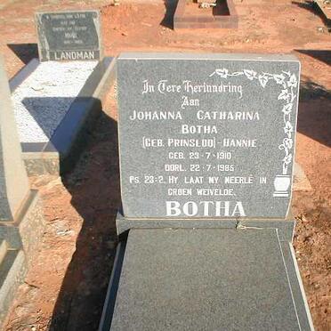 BOTHA Johanna Catharina geb. PRINSLOO 1910-1985